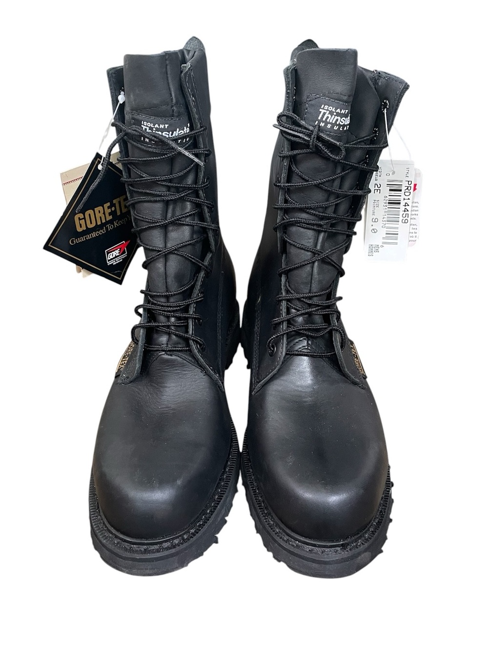 PROSPECTOR Vintage Prospector Black Leather Combat Boots GORE-TEX Size 9 2E Wide